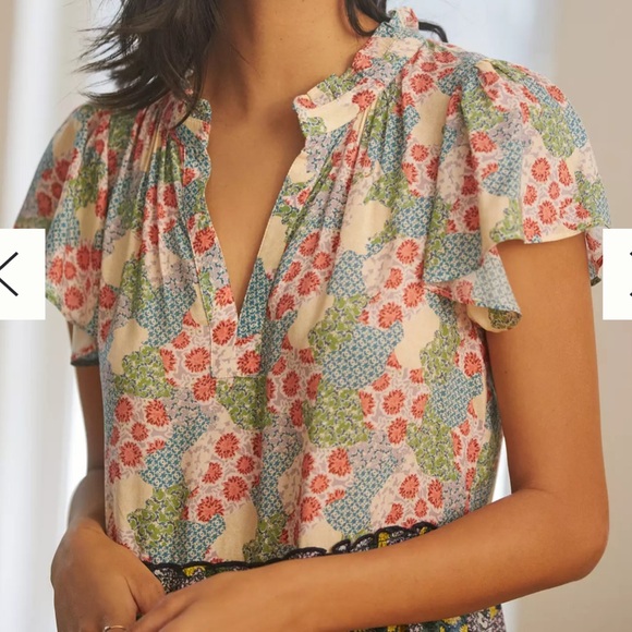 Anthropologie Penrose Tiered Tunic Dress Floral Mixed Print Boho Bohemian - Picture 5 of 12